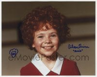 3d747 AILEEN QUINN signed color 8x10 REPRO still 1980s smiling close portrait from Annie w/ drawing!