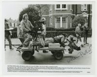 3d429 ALAN PARKER signed candid 8x10 still 1982 directing Pink Floyd: The Wall from camera dolly!