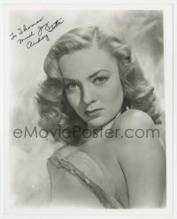 3d761 AUDREY TOTTER signed 8x10 REPRO still 1980s sexy c/u in low-cut dress over smoky background!