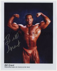 3d448 BILL GRANT signed color 8x10 publicity photo 1980s bodybuilding legend, Mr World & Mr America!