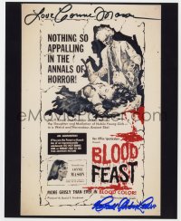 3d771 BLOOD FEAST signed color 8x10 REPRO still 2002 by BOTH Connie Mason AND Herschell Gordon Lewis