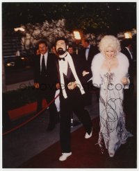3d803 DOLLY PARTON signed color 8x10 REPRO still 1981 in low-cut gown walking the red carpet!