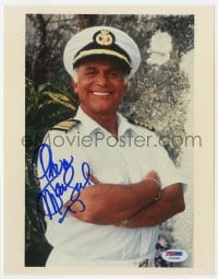 3d829 GAVIN MACLEOD signed color 8x10.25 REPRO still 1980s Captain Stubing in TV's The Love Boat!