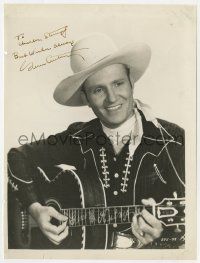 3d508 GENE AUTRY signed 7.75x10.25 still 1939 smiling portrait with guitar from Colorado Sunset!