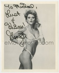 3d833 GINGER LYNN signed 8x10 REPRO still 1980s the sexy adult film star in her underwear!
