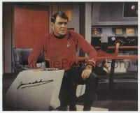 3d847 JAMES DOOHAN signed color deluxe 8x10 REPRO still 2001 as Scotty in the original Star Trek!