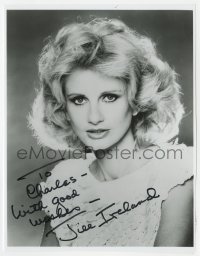 3d867 JILL IRELAND signed 7.5x9.75 REPRO still 1980s head & shoulders portrait of the sexy actress!