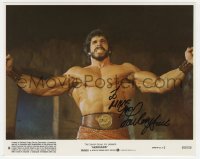 3d588 LOU FERRIGNO signed 8x10 mini LC 1983 great close up of the barechested strongman as Hercules!
