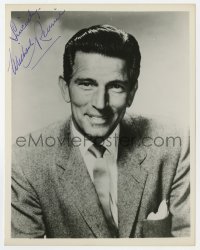 3d608 MICHAEL RENNIE signed 8x10.25 still 1950s head & shoulders portrait wearing suit & tie!