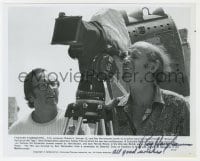 3d642 RAY HARRYHAUSEN signed candid 8x10 still 1977 by camera filming Sinbad & the Eye of the Tiger!