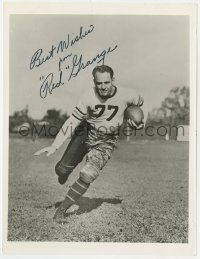 3d952 RED GRANGE signed 8x10.5 REPRO still 1970s the football star running with ball on the field!