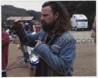3d956 ROB ZOMBIE signed color 8x10 REPRO still 2000s the musician turned director on a movie set!