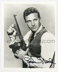 3d959 ROBERT STACK signed 8x10 REPRO still 1980s as Eliot Ness with Tommygun from The Untouchables!