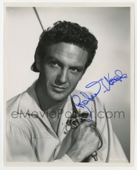 3d658 ROBERT STACK signed 8x10 still 1954 portrait with sword from The Iron Glove by Cronenweth!