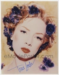 3d987 TRACI LORDS signed color 8x10.25 REPRO still 2000s great portrait with flowers in her hair!