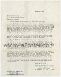 3d205 ANITA LOUISE signed contract 1949 she was paid just $55 to appear in a TV pilot episode!