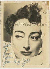 3d254 JOAN CRAWFORD signed deluxe 5x7 fan photo 1953 super close portrait of the Hollywood legend!