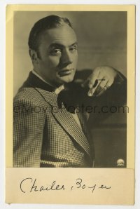 3d702 CHARLES BOYER signed signed cut album page 1935 glued to a Swedish postcard!