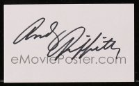 3d308 ANDY GRIFFITH signed 3x5 index card 1970s includes a TV Guide it can be framed with!