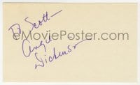 3d309 ANGIE DICKINSON signed 3x5 index card 1980s it can be framed & displayed with a repro!