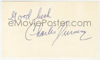 3d318 CHARLES DURNING signed 3x5 index card 1980s it can be framed & displayed with a repro!
