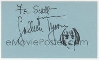 3d321 COLLEEN MOORE signed 3x5 index card 1970s she drew herself, it can be framed with a repro!