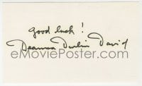 3d324 DEANNA DURBIN signed 3x5 index card 1970s it can be framed & displayed with a repro!