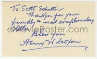 3d343 HENRY WILCOXON signed 3x5 index card 1970s it can be framed & displayed with a repro!