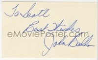 3d354 JOHN BADHAM signed 3x5 index card 1980s it can be framed & displayed with a repro!