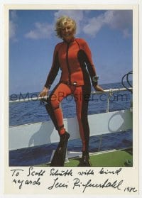 3d275 LENI RIEFENSTAHL signed 4x6 photo 1982 portrait of the German director in diving gear!