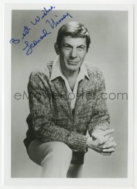 3d277 LEONARD NIMOY signed 5x7 photo 1980s great posed portrait without his Spock makeup!