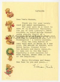 3d226 LILLIAN GISH signed letter 1986 wishing success for The Whales of August & Mike Kaplan!