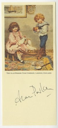 3d401 ALAN PARKER signed English 4x8 autograph card 1980s great artwork of children playing!