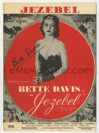 3d402 BETTE DAVIS signed 5x7 greeting card 1970s great image of the sheet music cover from Jezebel!