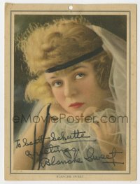 3d403 BLANCHE SWEET signed 4x6 color photo card 1916 beautiful portrait of the silent leading lady!