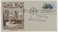 3d424 CORNEL WILDE signed 4x7 first day cover 1963 commemorating the Civil War Battle of Gettysburg!