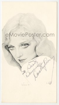3d405 DOROTHY REVIER signed 4x7 promo card 1974 Bob Harman art of the beautiful silent actress!