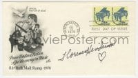 3d425 FLORENCE HENDERSON signed 4x7 first day cover 1978 peace unites a nation like harmony in music!