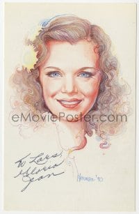 3d407 GLORIA JEAN signed 4x6 promo card 1990 wonderful art portrait by Bob Harman!