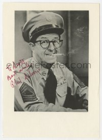 3d195 PHIL SILVERS signed 5x7 cut book page 1980s wacky smoking portrait in uniform as Sgt. Bilko!