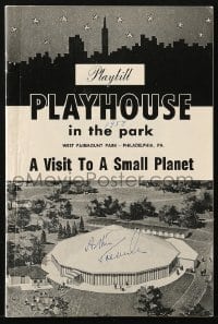 3d118 ARTHUR TREACHER signed playbill 1958 when he appeared on stage in A Visit to a Small Planet!