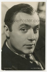 3d293 CHARLES BOYER signed Swedish 4x6 postcard 1930s great portrait of the French leading man!
