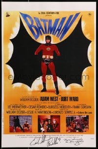 3d034 BATMAN signed 11x17 REPRO poster 2001 by BOTH Frank Gorshin AND Lee Meriwether!