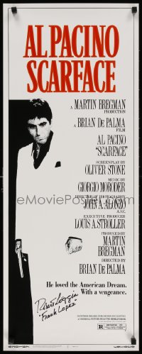 3d031 SCARFACE signed 14x36 REPRODUCTION poster 1983 by Robert Loggia, great image of Al Pacino!