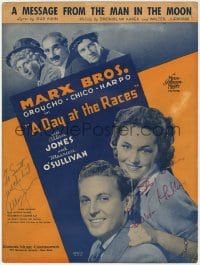3d167 DAY AT THE RACES signed sheet music 1937 by BOTH Allan Jones AND Maureen O'Sullivan!