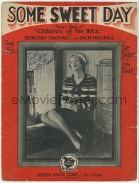 3d168 DOROTHY MACKAILL signed sheet music 1929 Some Sweet Day, Children of the Ritz theme song!