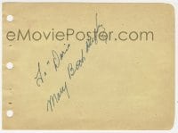 3d730 MARY BETH HUGHES signed 5x6 album page 1940s it can be framed with a repro still!