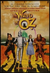 3d021 WIZARD OF OZ signed advance DS 1sh R1998 by Munchkins Maren, Raabe, Pelligrini AND Swenson!