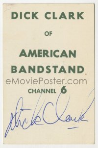 3d404 DICK CLARK color signed 2x4 promo card 1950s when he hosted American Bandstand on Channel 6!