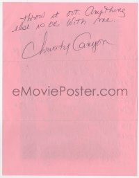 3d214 CHRISTY CANYON signed letter 2000s telling fan not to send any illegal Traci Lords material!